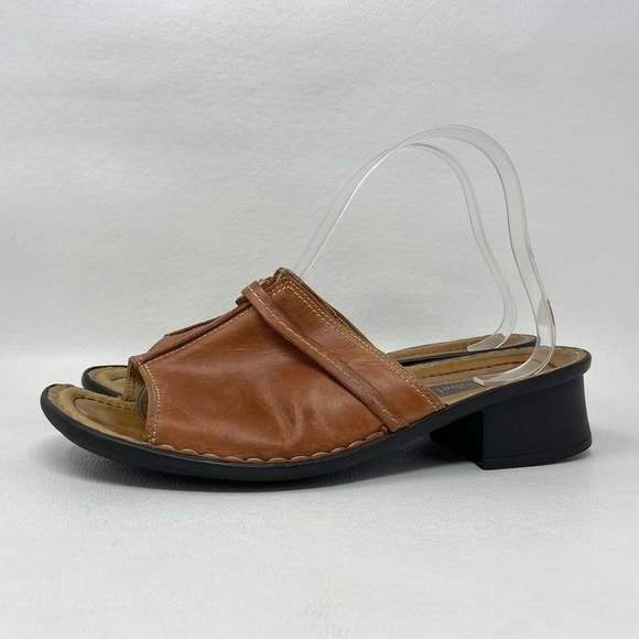Josef Seibel Brown Leather Slide Block Heel Sandals Shoes Women's size US 9-9.5 - Picture 4 of 14